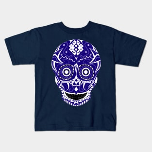 deep blue skull ecopop Kids T-Shirt